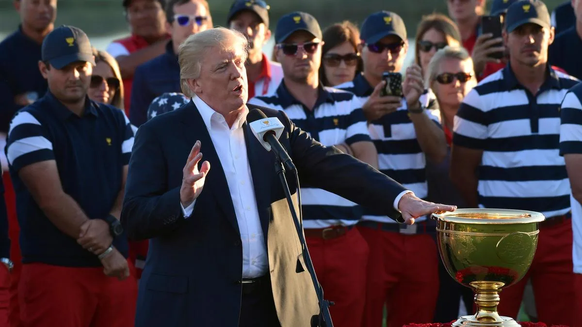 Trump says he'll be at the Presidents Cup at Medinah as the honorary chairman