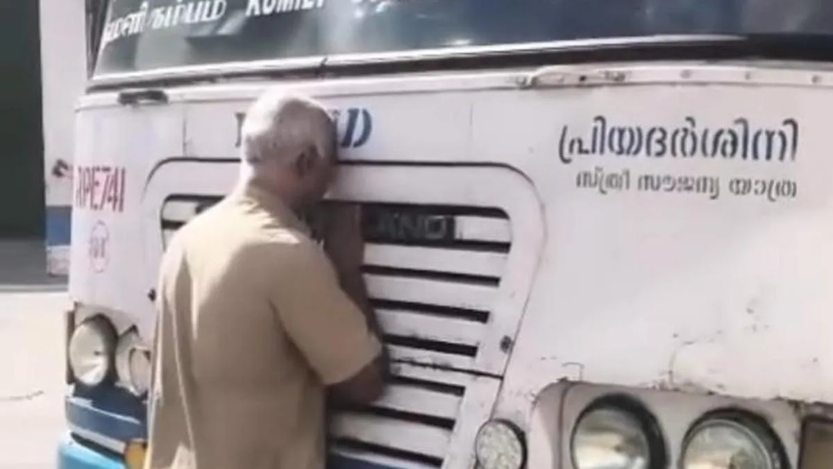 Watch: KSRTC driver’s tearful farewell to bus on retirement day goes viral