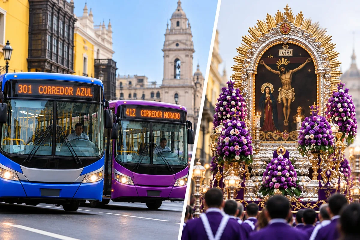 Corredor Azul y Morado cambian sus rutas este domingo 18 de octubre por la procesión del Señor de los Milagros: conoce los desvíos