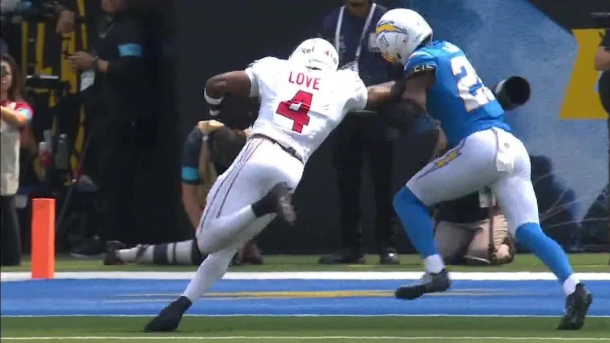 Cardinals rookie Love stiff-arms his way to end zone for first NFL TD