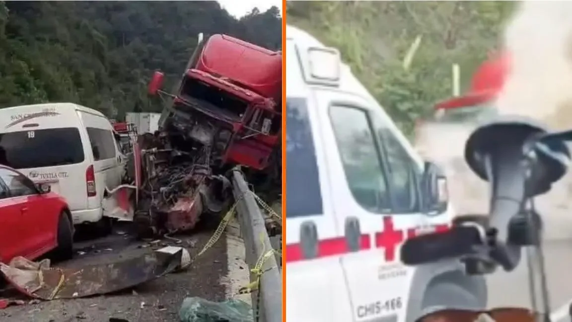 VIDEO | Momento exacto en que tráiler embiste vehículos en Chiapas; deja dos muertos y 14 heridos
