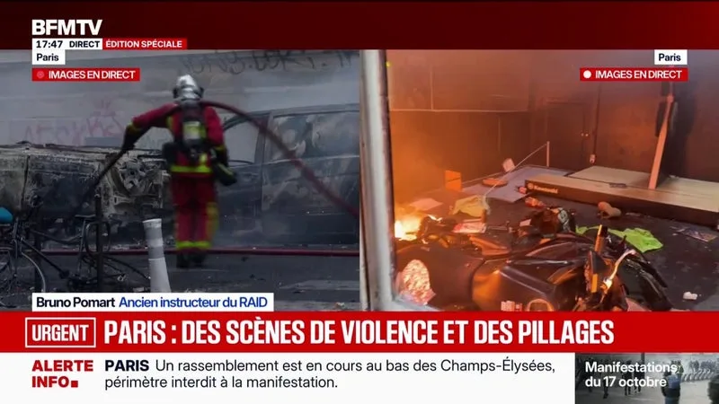 Manifestations du 17 octobre: scènes de violence dans la capitale, des commerces saccagés et incendiés