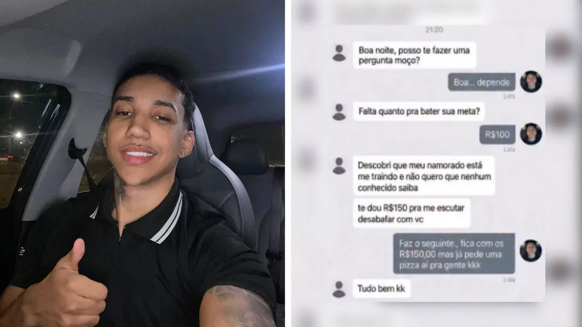 Motorista de app que recebeu proposta em dinheiro para ouvir história de traição e preferiu pizza diz que se surpreendeu com pedido: ‘Jamais imaginaria’