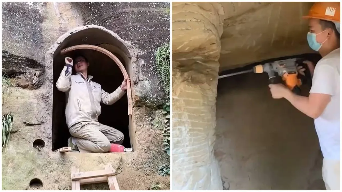 Man carves 2-storey home into China mountain in 7 years, makes it livable