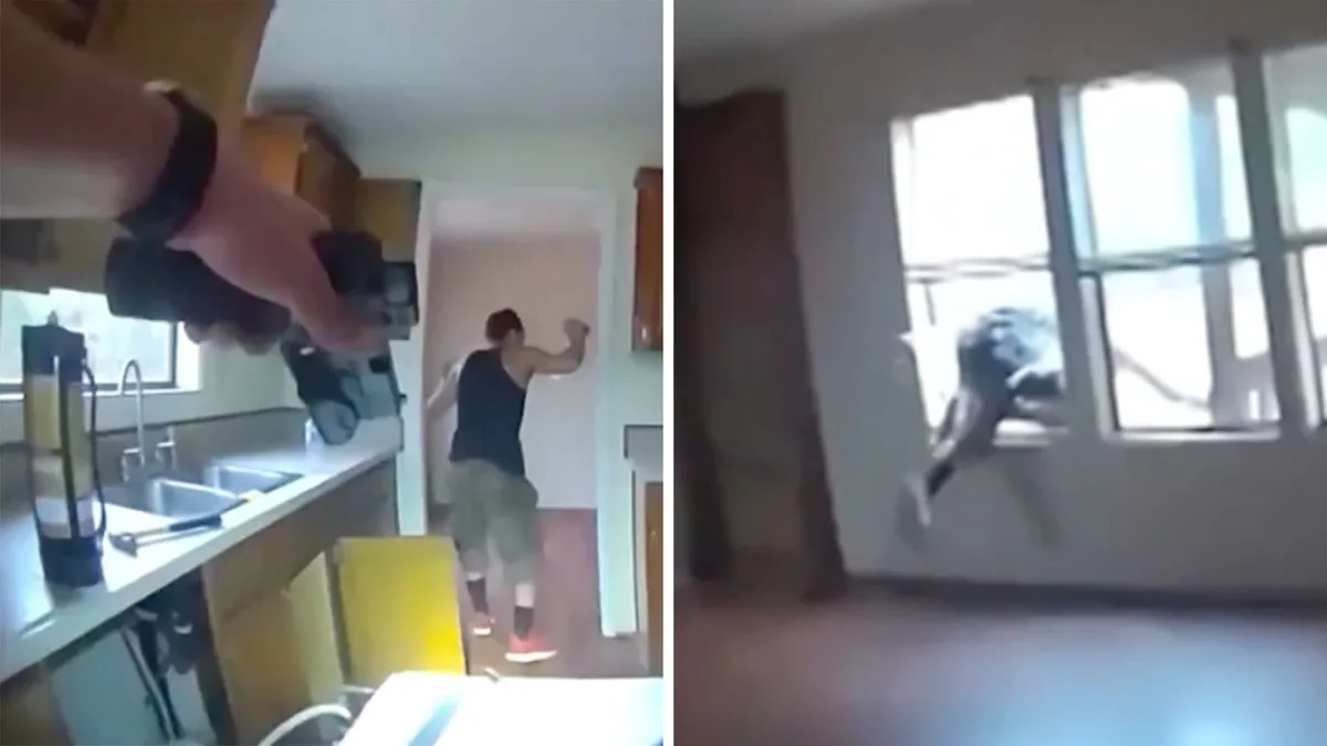 Spektakuläre Flucht vor Polizei : Einbrecher springt kopfüber durch geschlossenes Fenster