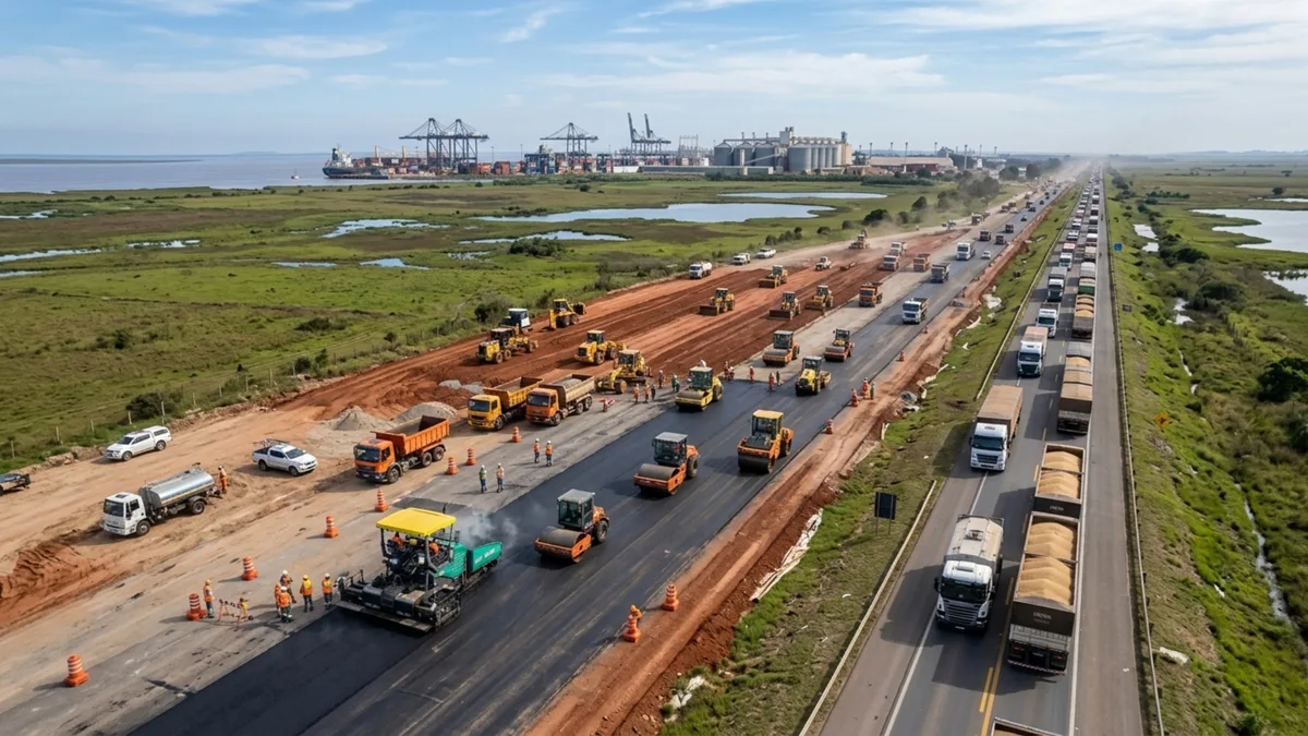 Mais de 83 km de duplicações, 132 acessos e 34 passarelas estão previstos para modernizar a rota que termina em um dos maiores portos do Sul