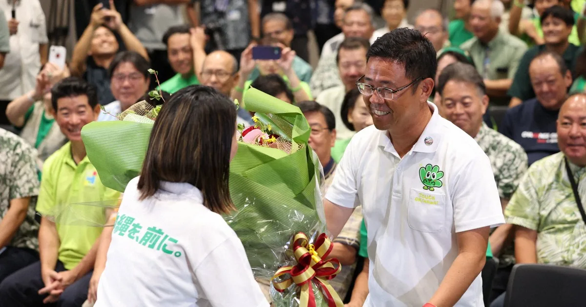 沖縄知事選2026:保守系12年ぶり県政奪還、国の安保政策に追い風 古謝氏初当選
