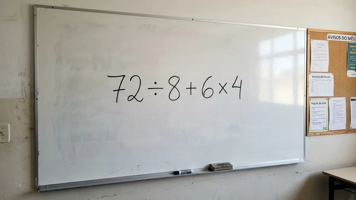 Só 1 em cada 8 resolve 72 ÷ 8 + 6 × 4 sem inverter a ordem das operações