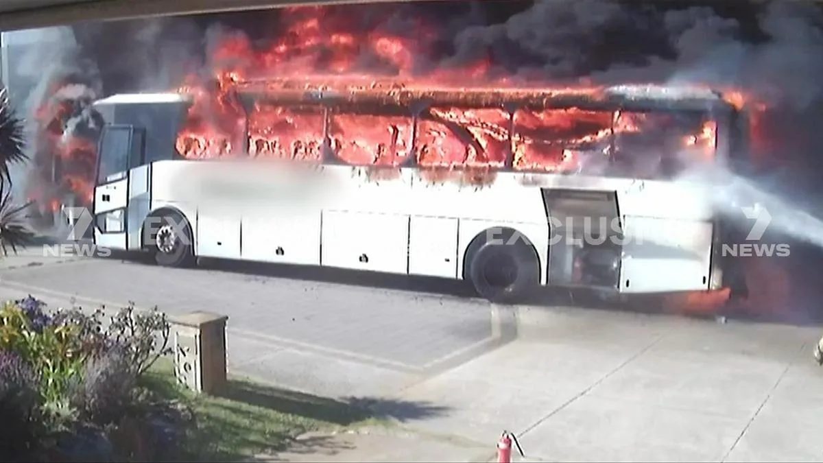 School bus destroyed by raging fire while on way to pick up children in Perth’s north