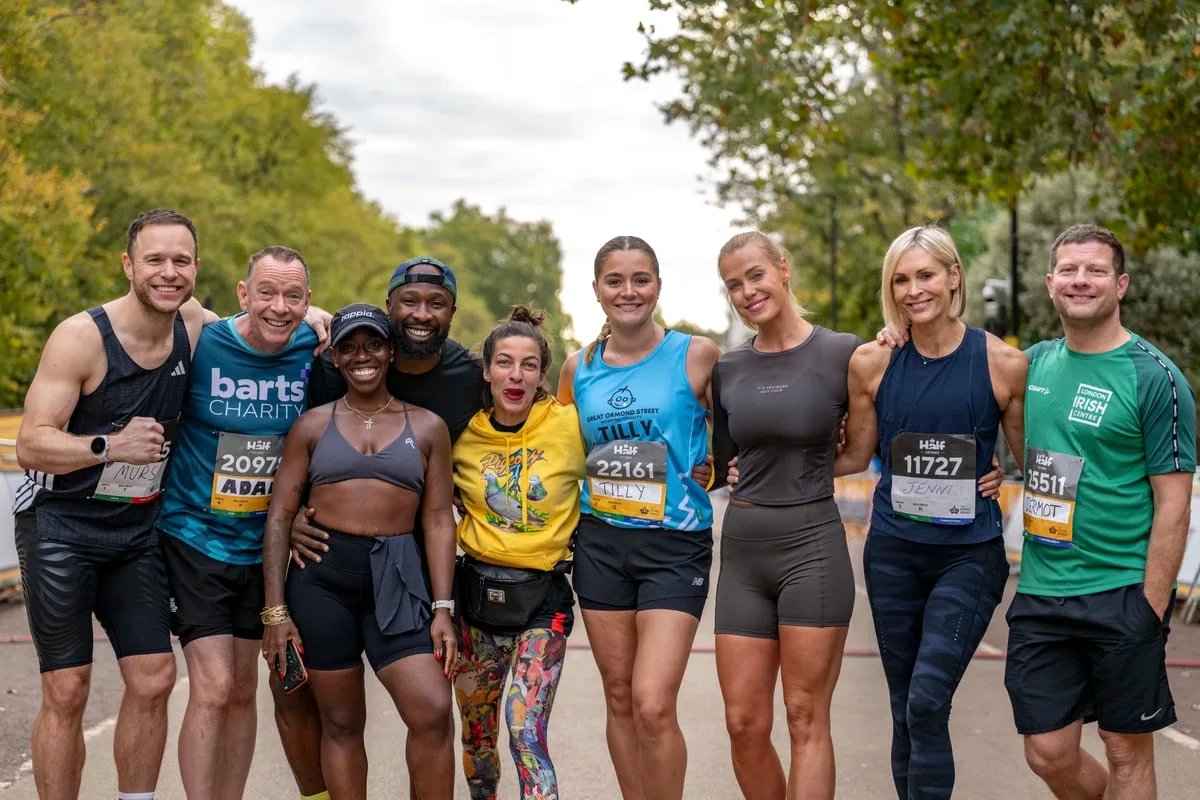Which celebrities took part in the 2026 Royal Parks Half Marathon and what were their times?