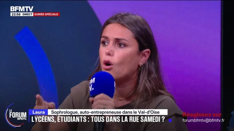 FORUM BFMTV - Mouvement lycéen: "Votre première revendication devrait être de ne pas tolérer d'avoir des profs qui ont, à la sortie de l'examen, en moyenne 10/20", estime Laura, sophrologue et auto-entrepreneuse