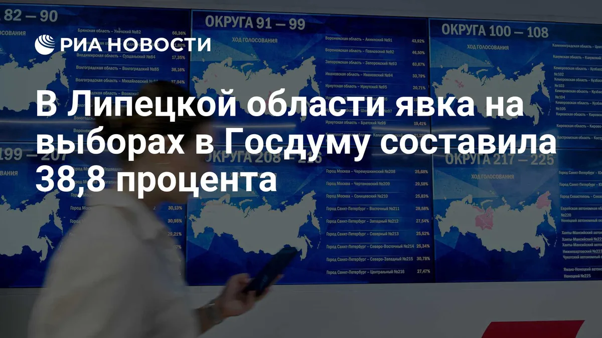 В Липецкой области явка на выборах в Госдуму составила 38,8 процента