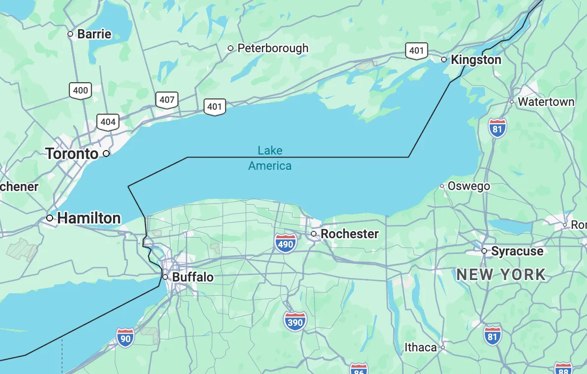 Google Maps Now Shows ‘Lake America’ Instead of Lake Ontario