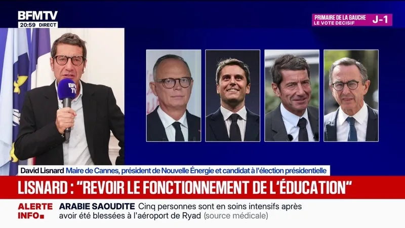 Proposition d'une primaire de la droite et du centre pour 2027: "C'est encore organisable et je crois qu'elle est souhaitable", déclare David Lisnard, président de Nouvelle Énergie et candidat à la présidentielle