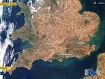 See Britain's drought from space: Shocking satellite images show southern England turning brown - with London's Hyde Park almost entirely scorched