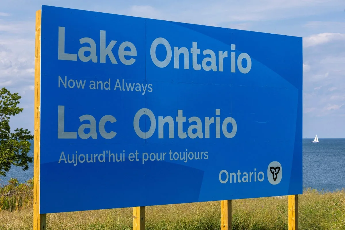 Huge ‘Lake Ontario’ sign installed in swipe at Trump over name change