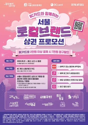 서울 로컬브랜드 상권 10곳서 비씨카드 결제 시 7천원 할인
