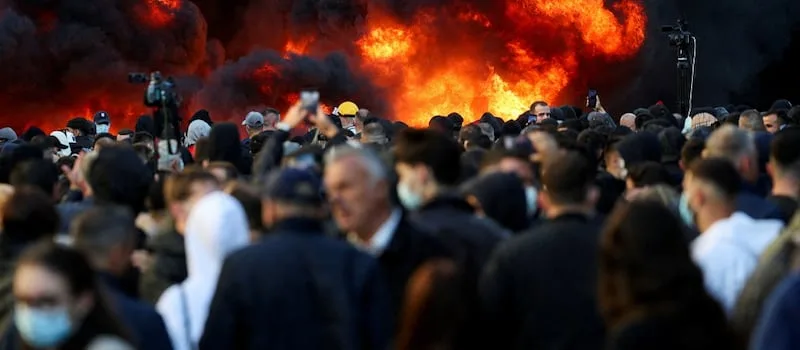 Buildings ablaze in Albanian capital as violent student protests erupt