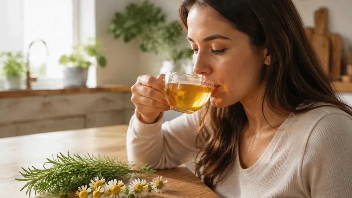 Chá de alecrim com camomila: 5 benefícios da combinação, quanto usar de cada erva e por que a bebida reúne disposição e relaxamento na mesma xícara