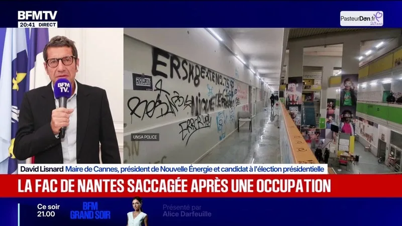 Faculté de Nantes saccagée: "C'est insupportable, c'est inadmissible", déclare David Lisnard, président de Nouvelle Énergie et candidat à la présidentielle