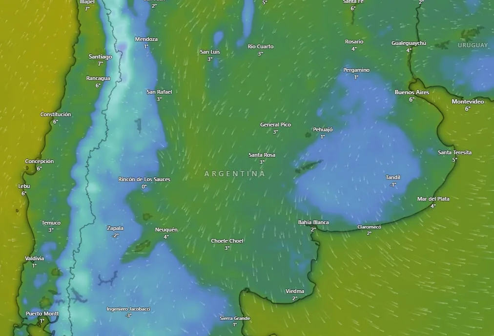 Hay alerta amarilla por frío extremo, vientos y Zonda para este lunes 7 de septiembre: las provincias afectadas