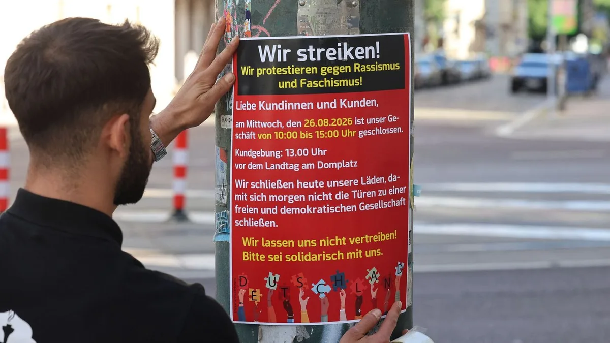 Vor der Landtagswahl: Aktion vor der Landtagswahl: Migranten schließen ihre Läden