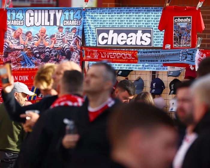 Tension, ‘cheat’ banners and inflatable bananas: Manchester City’s welcome to Anfield
