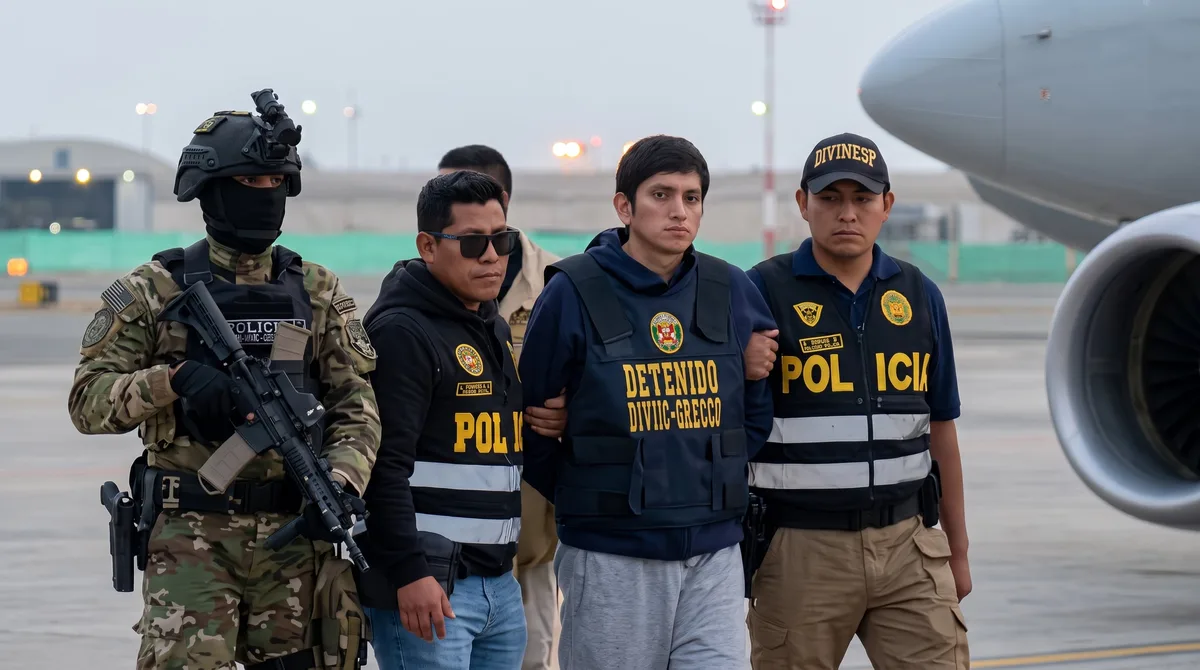 Johnson “Pulpo” llegó a la Dircote tras su captura en Bolivia: Fuerte operativo policial trasladó a temido criminal a una carceleta de Lima