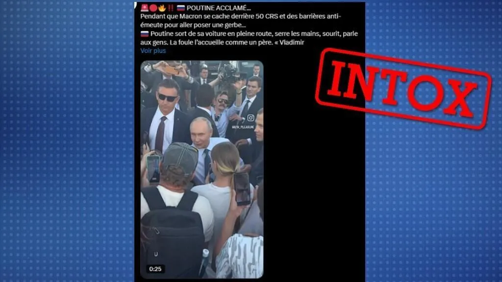 Vladimir Poutine se déplace-t-il sans dispositif de sécurité, contrairement à Emmanuel Macron ?