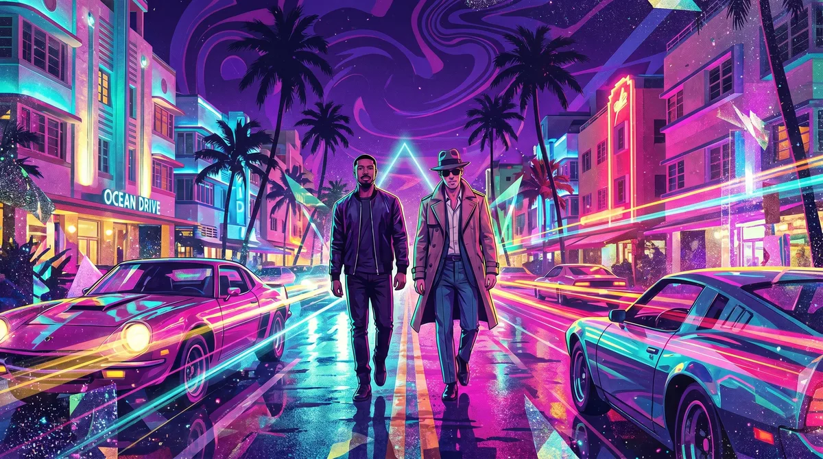 Austin Butler y Michael B. Jordan comenzaron a rodar Miami Vice ’85 con un look de los 80 y la promesa de “glamour y corrupción”