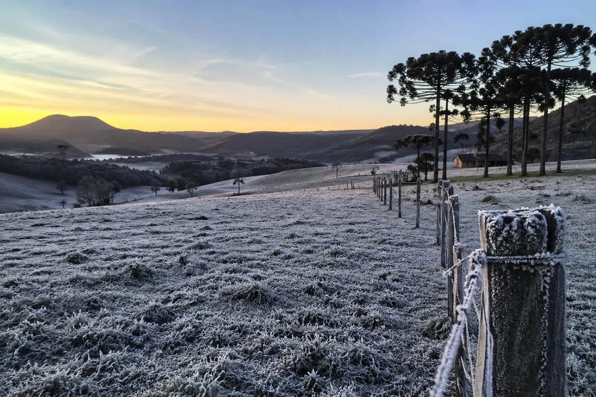 Frente fria avança pelo Brasil com temporais, frio e risco de geada