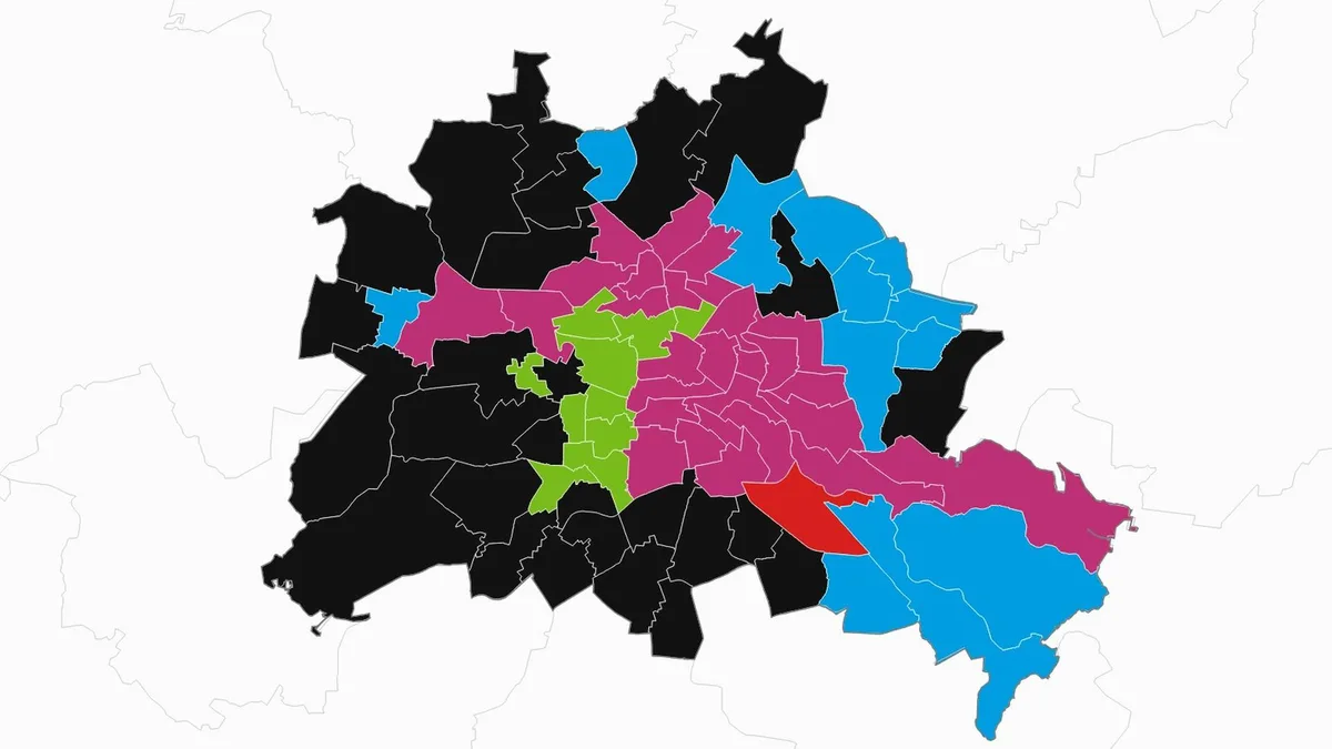 Berlin: Karte mit den Ergebnissen der Abgeordnetenhauswahl 2026
