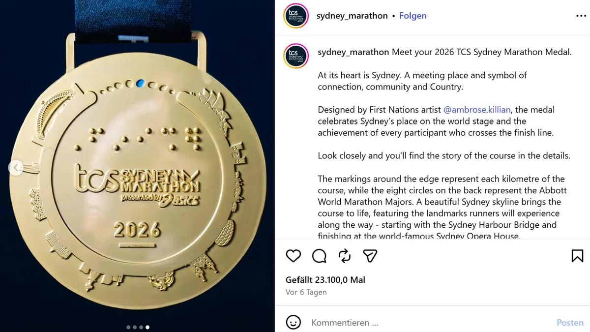 Sydney-Marathon-Medaille zeigt versehentlich Münchner Allianz Arena