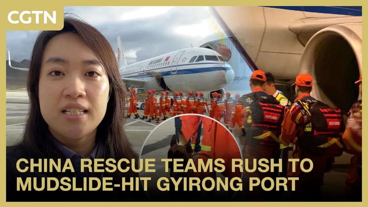 China rescue teams rush to mudslide-hit Gyirong Port in Xigaze City