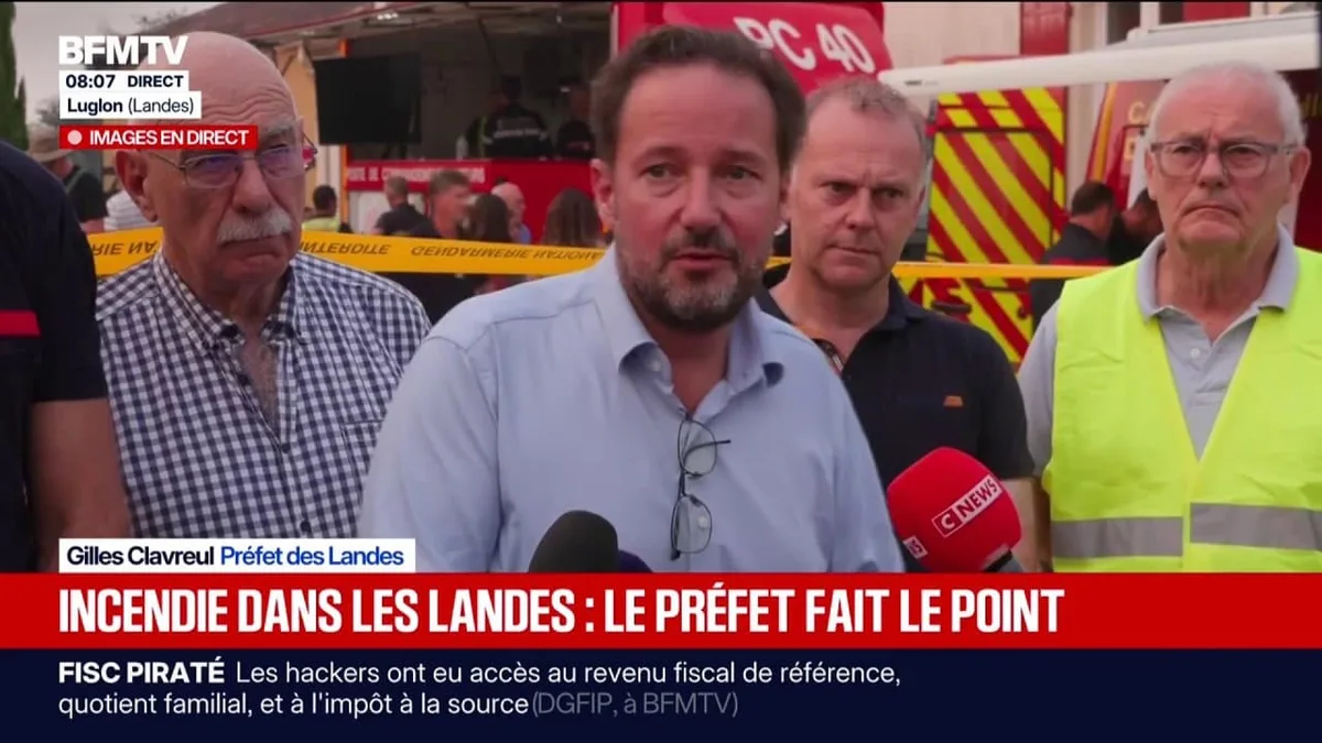 Incendie dans les Landes: le préfet évoque "1.600 hectares" de surface brûlée et "une centaine" de nouvelles évacuations