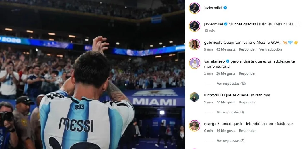 El mensaje de Milei por el retiro de Messi de la selección argentina