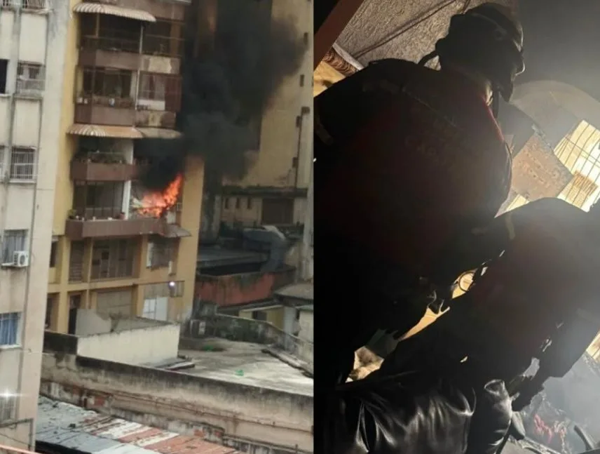 Bomberos sofocan incendio en apartamento de La Candelaria en Caracas