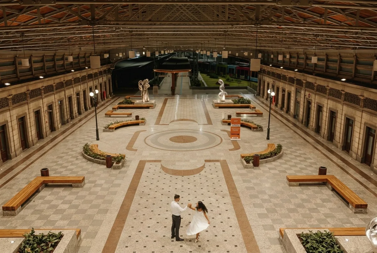 Casal faz ensaio pré-casamento em estação histórica do VLT de Salvador