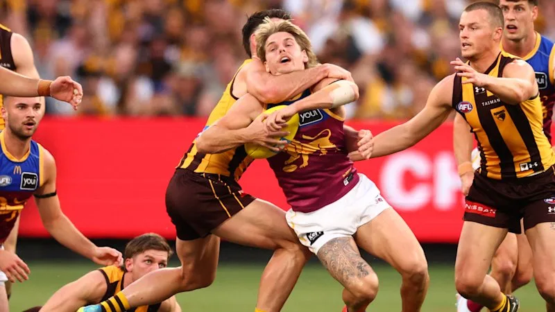 AFL LIVE: Neale floored at the opening ball-up, but Hawks’ highlight reel sets the first-half tone. Can Lions roar back?