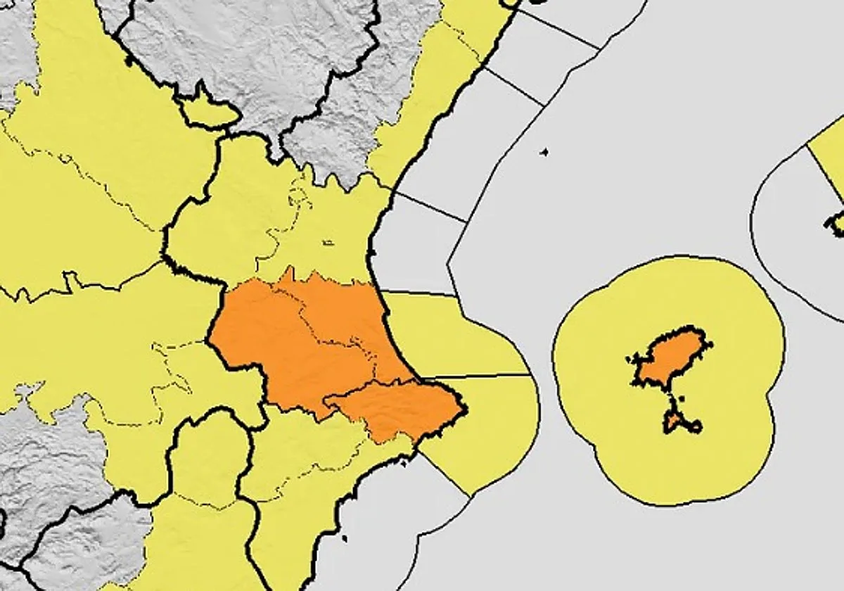 Aemet eleva a naranja el aviso para este domingo por la dana Adam en Valencia y Alicante