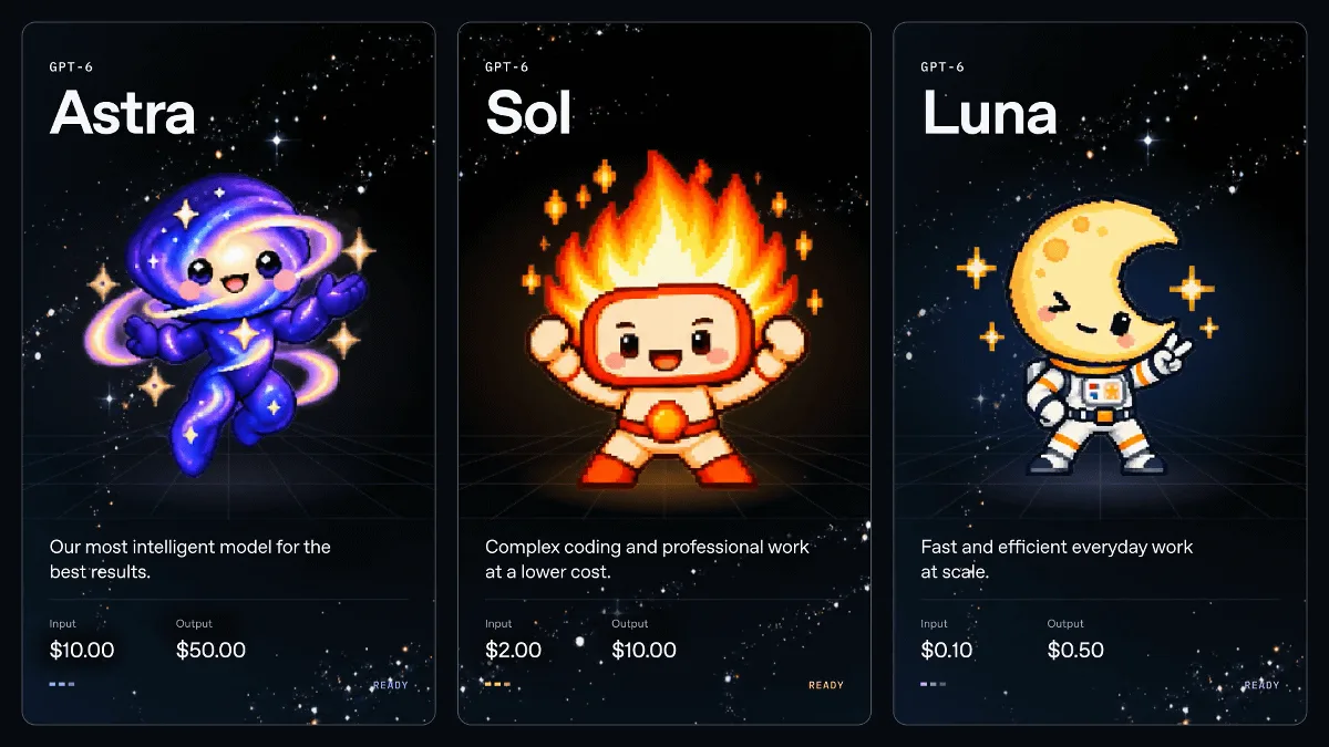 「GPT-6 Sol」と「GPT-6 Luna」が登場、API料金は前世代の半額でコスト効率が大幅に向上