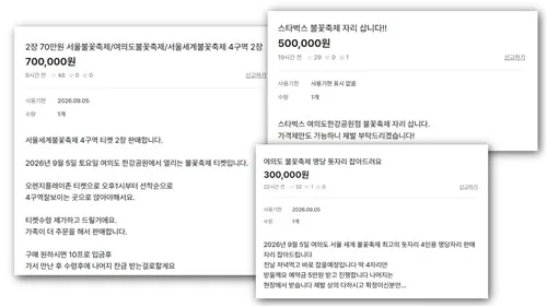 서울불꽃축제 입장권 35만원? 암표 기승에도 '공연외' 규제 사각