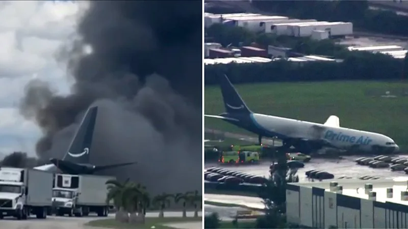 Amazon cargo plane overruns runway at Miami airport