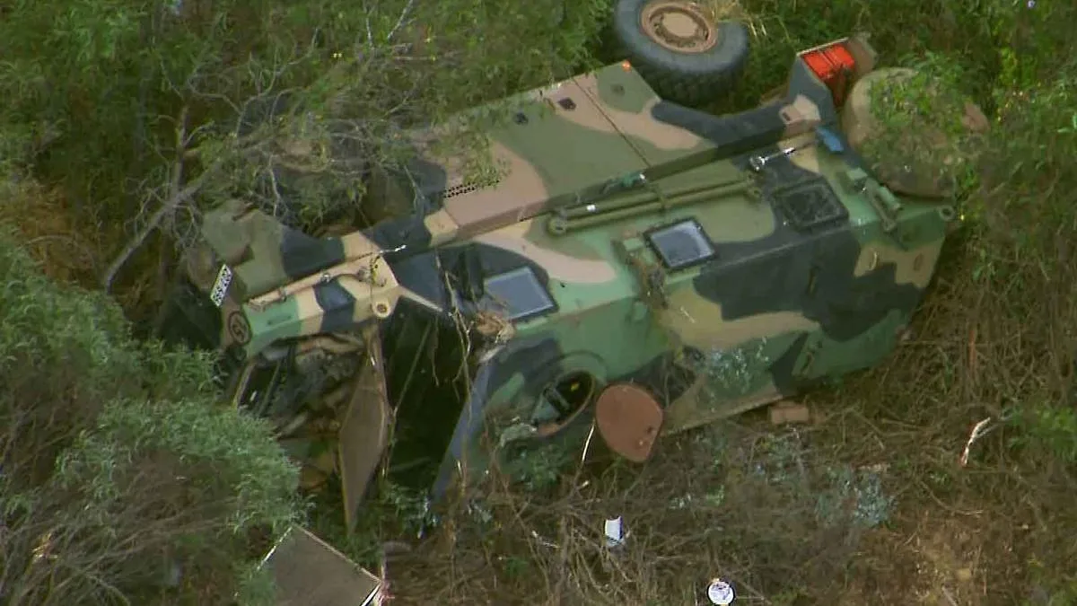 Two injured after army truck leaves road on Centenary Motorway near Springfield Lakes