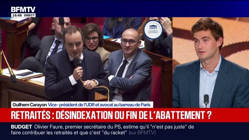Budget 2027: pour Guilhem Carayon, vice-président de l'UDR, la désindexation des retraites sur l'inflation "est une ligne rouge"