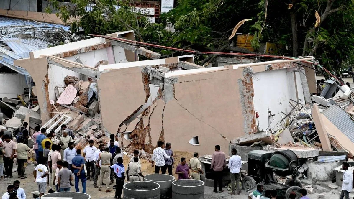 Three injured as four-storey building collapses in Tirupati