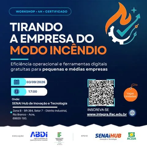 Empresários terão workshop gratuito sobre eficiência operacional, em Rio Branco