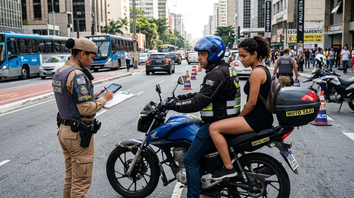 Motociclista de aplicativo é multado porque passageiro estava sem capacete e descobre que a infração vai para quem conduz e não para quem está na garupa