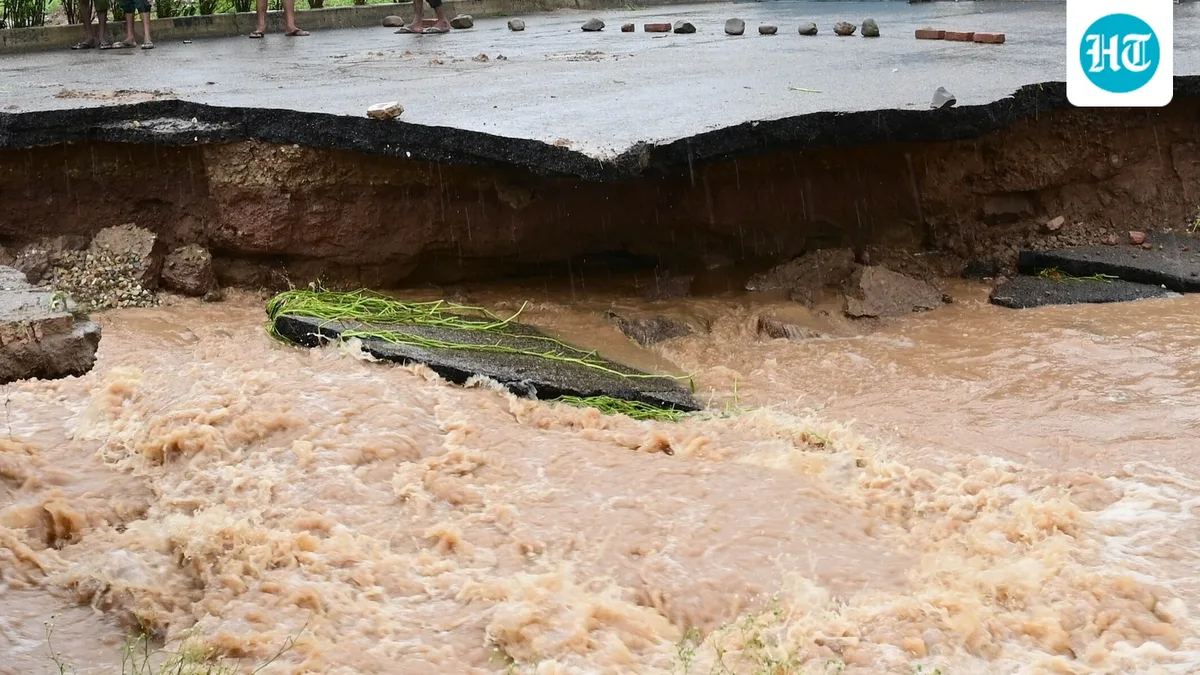 Gurugram’s rain woes: Huge sinkhole at IFFCO Chowk, dry taps and severe waterlogging