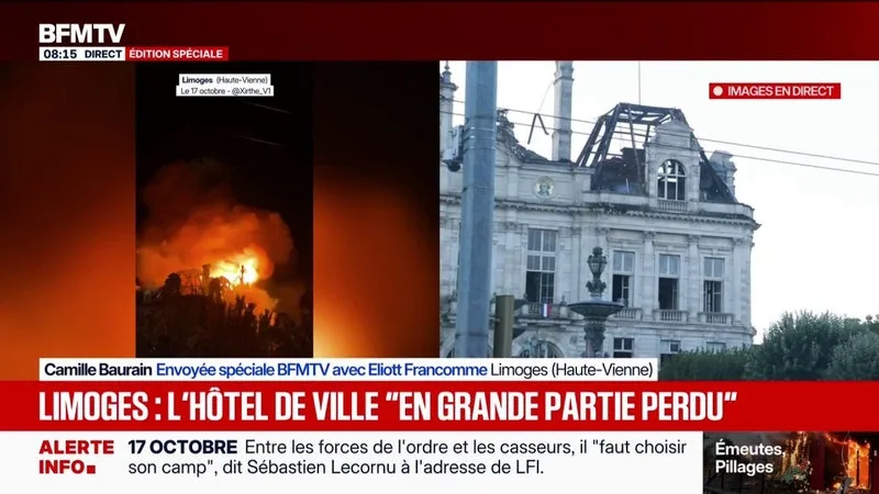 À Limoges, les pompiers encore mobilisés au lendemain de l'incendie de la mairie